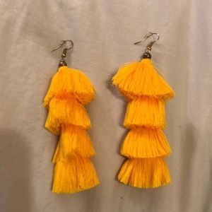 Yellow tassel earrings